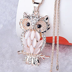 Fashion  Girl Owl Pendant Necklace Long Sweater Necklace Accessories